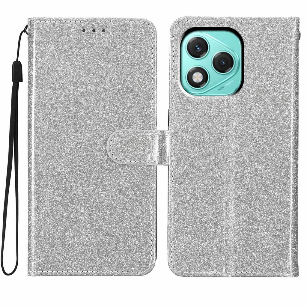 For Honor 400 Lite 5G Wallet Case Glitter Anti-Scratch Leather Stand Phone Cover with Strap