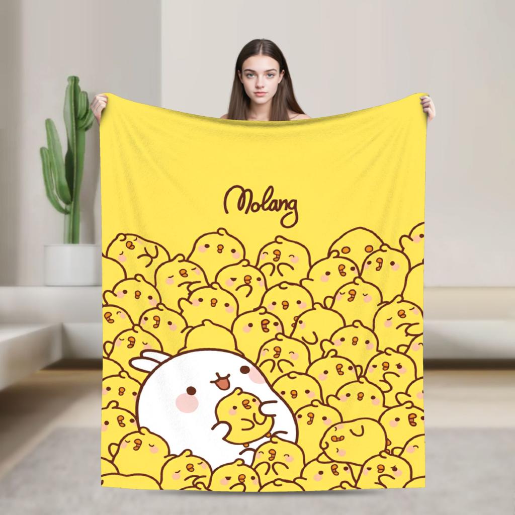 Cute Anime M-Molangs Blankets Coral Fleece Plush Winter Breathable Ultra-Soft Throw Blankets for Sofa Outdoor Bedding Throws