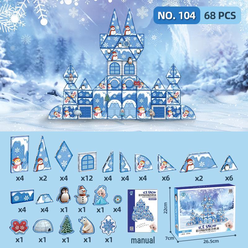 Digi Kids Magnetic Stained Glass Tiles - Frozen Set: Puzzle & Educational Building Blocks for Boys & Girls