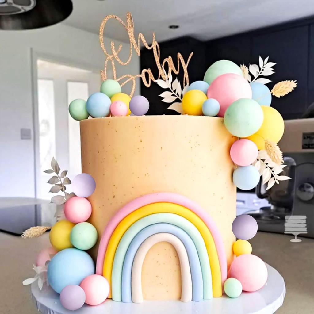 50pcs Colorful Balloon Rainbow Cake Topper for Baby's Birthday Wedding Party Perfect Celebration Decor