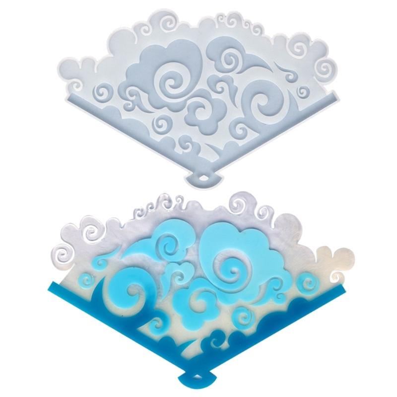 

Diy Crystal Drop Glue Gypsum Mold Sea Wave Auspicious Cloud Peacocks Fan Jewelry Ornaments Pendant Silicone Mold 1