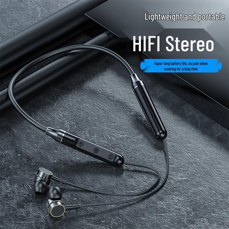New Neck-Hanging Bluetooth Wireless Sports Earphones with In-ear Magnetic Silicone Design