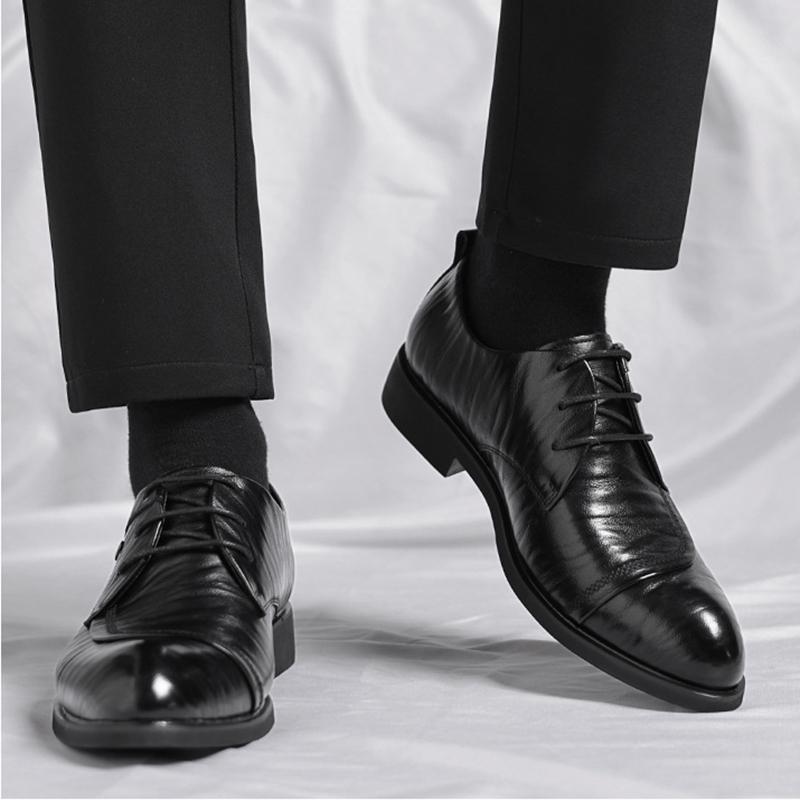 Autumn Business Formal Leather Shoes For All Seasons Men British Style Korean Style Pointed Toe Lace-up Leather Shoes Size 37-44