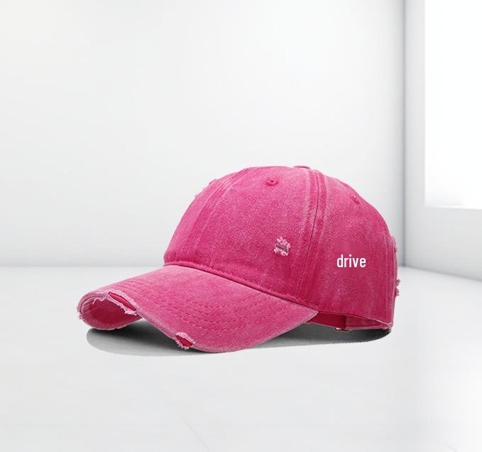 12-Color Distressed Pure Cotton Baseball Cap - Outdoor Versatile Plain Design