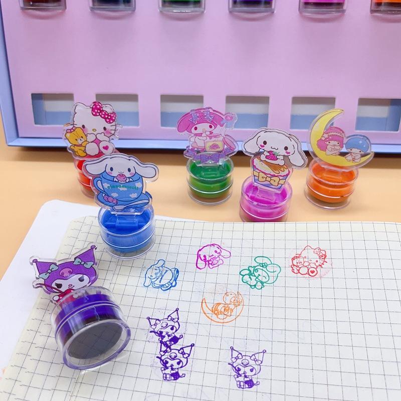 New Kawaii Sanrio Seal Kuromi Mymelody Cartoon Portable Cute Press Seal Kindergarten Student Prize Children'S Gift