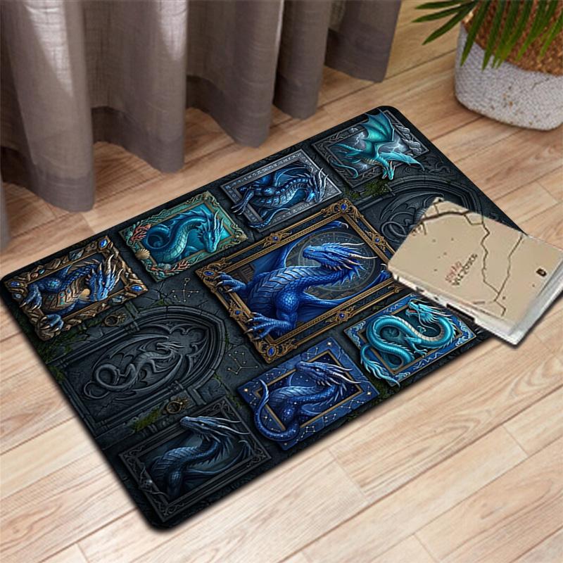 Blue Dragon Compilation Pattern Rug Floor Mat for Living Room or Bedroom Soft and Comfortable Carpet a Gift for Birthday and Holiday.
