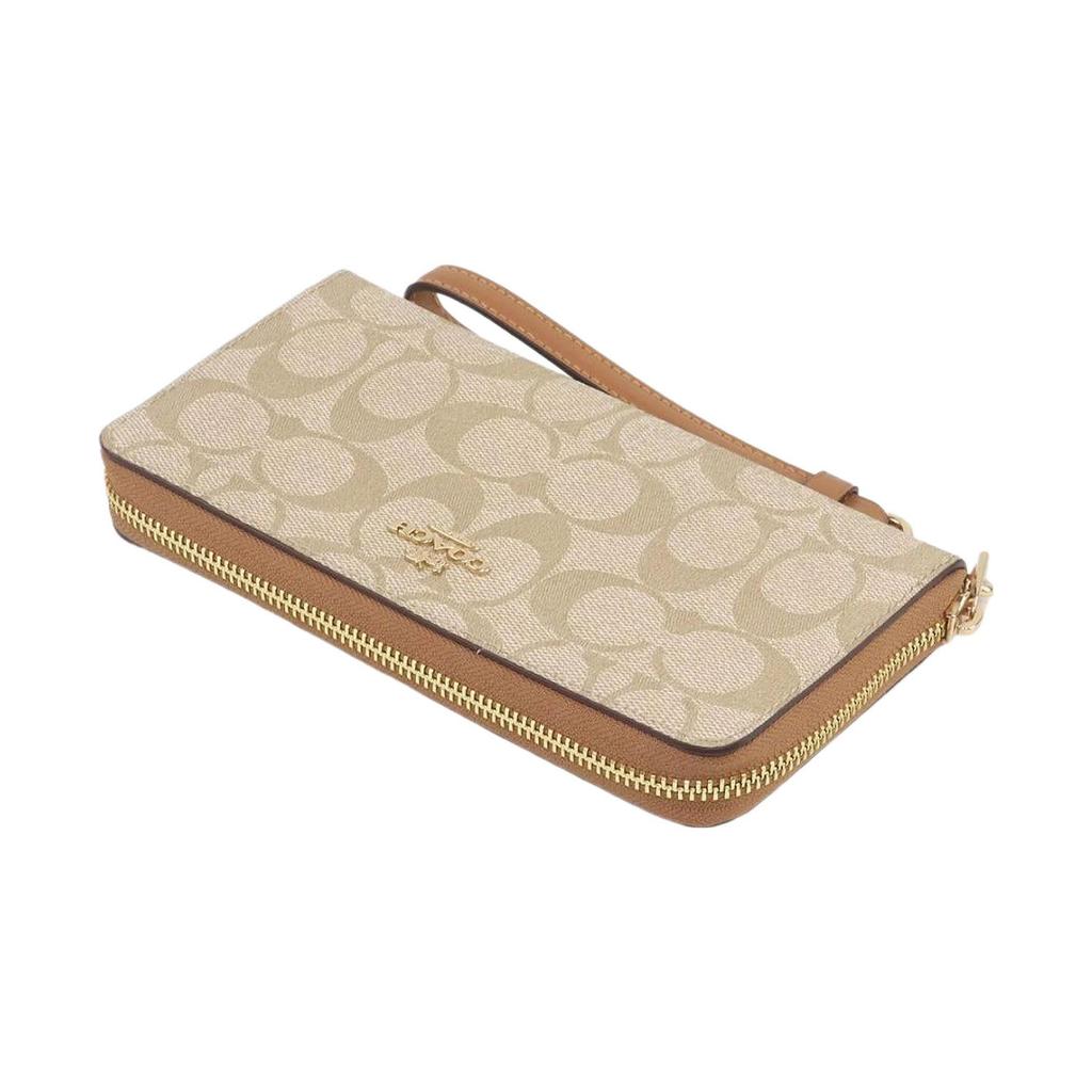 Coach Zip Around 19 Solid Color Letter Logo Classic Monogram Canvas With Leather Clutch Wallet Small Women Wallet Khaki C4452-IMVHK