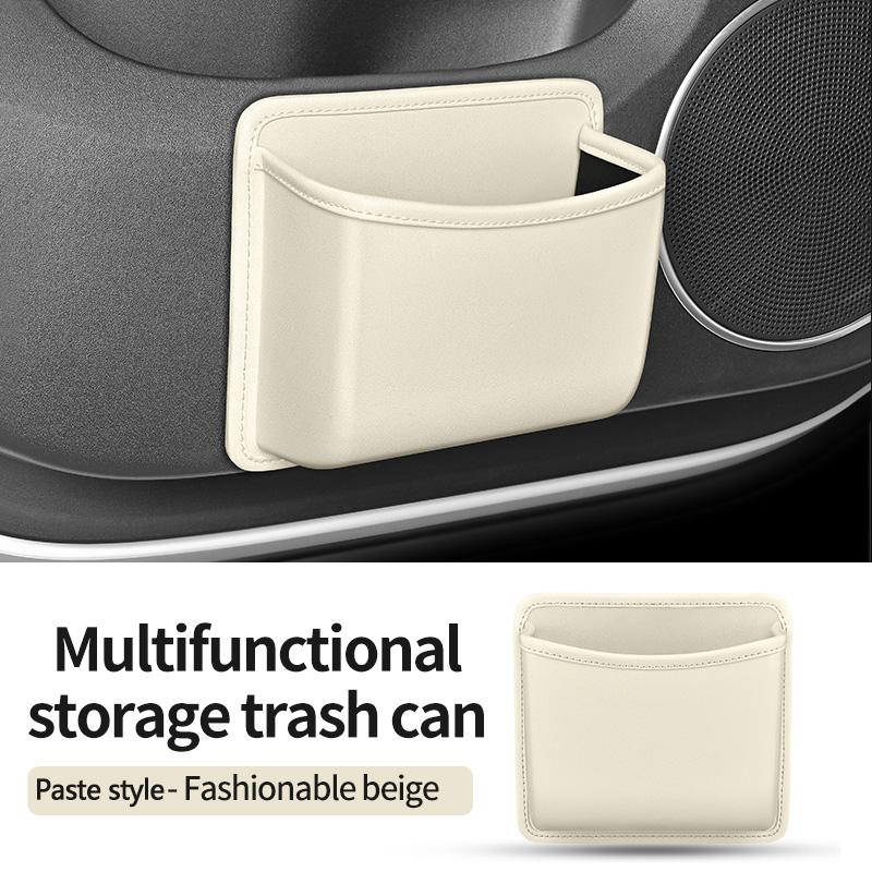 

Car trash bin, universal multifunctional car microfiber leather storage bin, car seat, door, center console adhesive storage bin бежевый