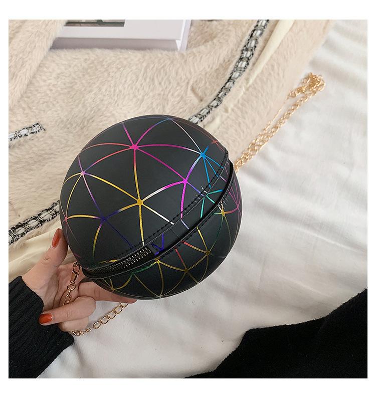 

2024 новая сумка женская сумка через плечо маленькая круглая сумка баскетбольная сумка геометрический узор цепочка сумка-мессенджер персонализированная женская сумка чёрный