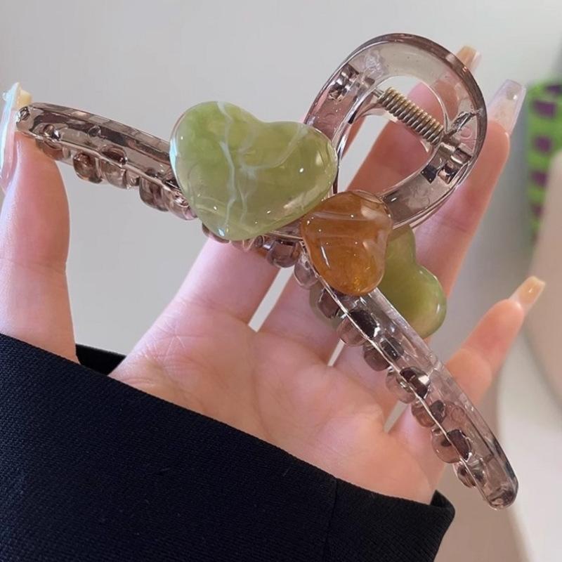 

1 шт. высококачественная большая заколка-сердце желеобразного цвета для женщин, аксессуар для волос на затылок для закалывания волос