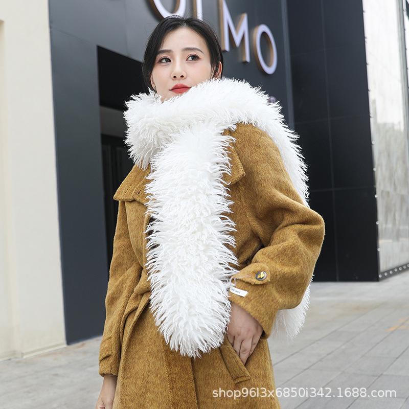 

Корейское качество Осень и Зима Высокая имитация Пляжная шерсть Двусторонний Длинный Универсальный Шарф Плюшевый Воротник Меховой Шарф Шаль 180 жемчужина белый