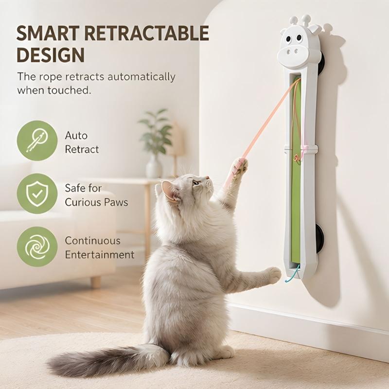 Rechargeable Cord Teaser for Single-Feline and Several-Feline Homes, Automatic Moving Line Device with Flexible Household Positioning