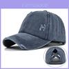 Vintage Distressed Braided Ponytail Baseball Cap Cotton Casual Embroidered Stitch Solid Color Summer Winter Hat