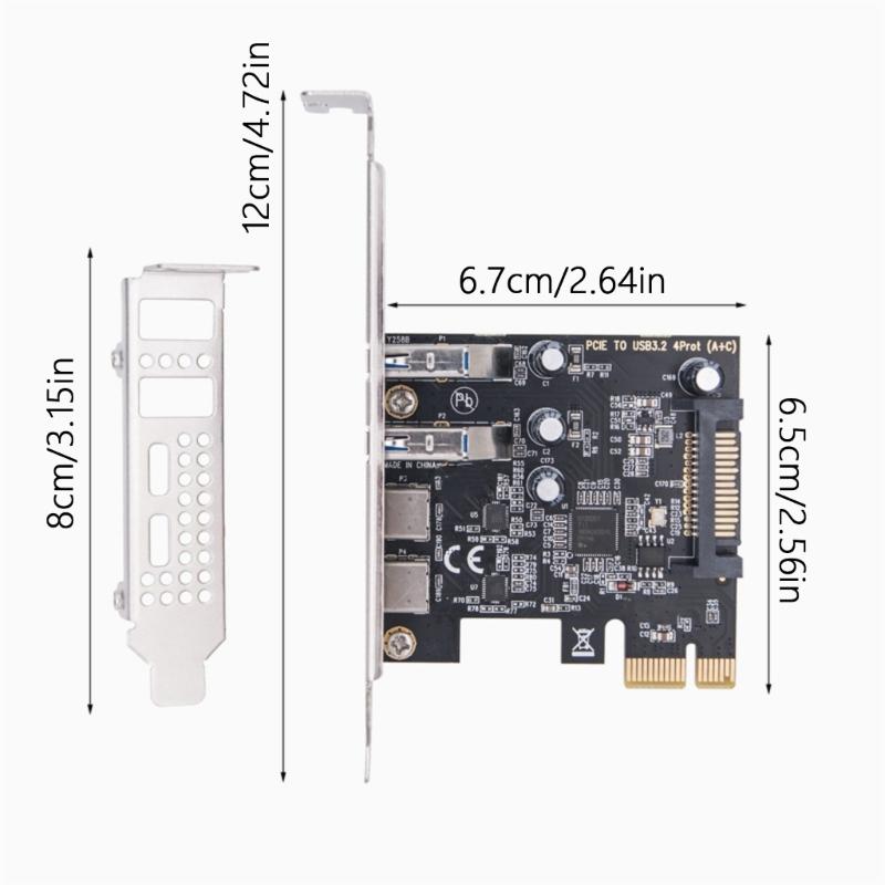 Highly Speed PCIE 1X To USB 3.0 Expansion Card USB 3.2 Gen1 Type C and USB 3.0 Interfaces Risers Card For Desktop PC