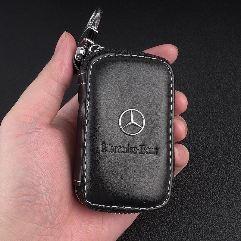 CQY1 Leather Car Key Case Protection Auto Key Bag Key Chain Cover for Mercedes Benz S400L S450/S500 MaybachS480 Auto Accessories