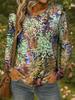 Women's 3D Plant Print T-shirt Fashion Long Sleeve Round Neck Regular Tops Holiday Weekend Spring and Autumn