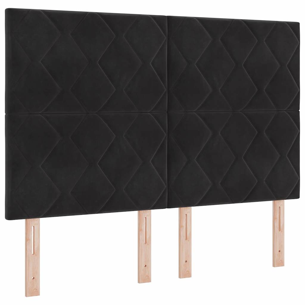 Box Spring Bed with Headboard Black 140 x 190 cm Velvet