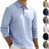 Men S Long Sleeve Loose Solid Color Turn Down Collar Casual Business Polo Shirt