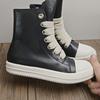 Lacets Épais pour Chaussures de Skate Montantes Sombres, Unisexe en Cuir Véritable avec Semelle Épaisse Rehaussante - Nouveau Style High Street.