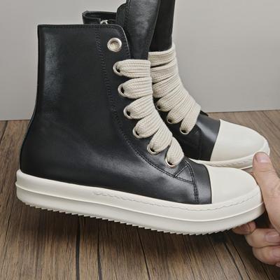 Dikke Veters voor Donkere Hoge Skate Schoenen, Unisex Echt Leer met Hoogte-Verhogende Dikke Zool - Nieuwe High Street Stijl.