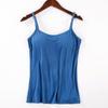 Women Sexy Sleeveless V Neck Adjustable Strap Camisole Top With Built In Padded Bra Solid Basic Vest Tank Tops Cami