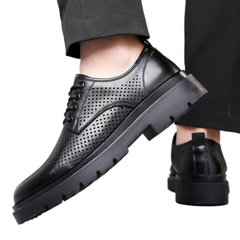 Men's Soft Leather Shoes Men's Sandals Business Suit Full Set Men's Hollow Breathable Non-slip