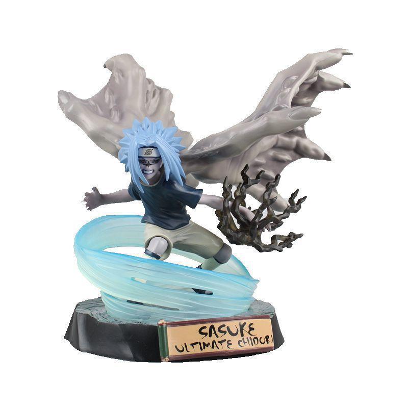 

18cm Naruto Anime Figure Sasuke Uchiha Battle Figural Model PVC Action Figure Scene Kids Toys Desktop Decoration Gift