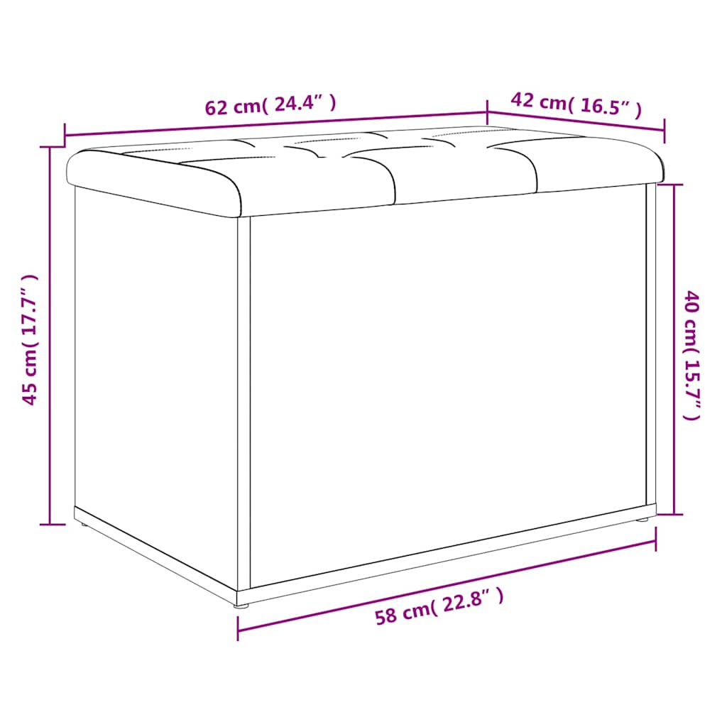 Storage Bench Sonoma Oak Finish 62 X 42 X 45 Cm Engineered Wood