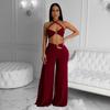C7236 Women's Fashion Solid Color Strapless Long Pants Two-Piece Set