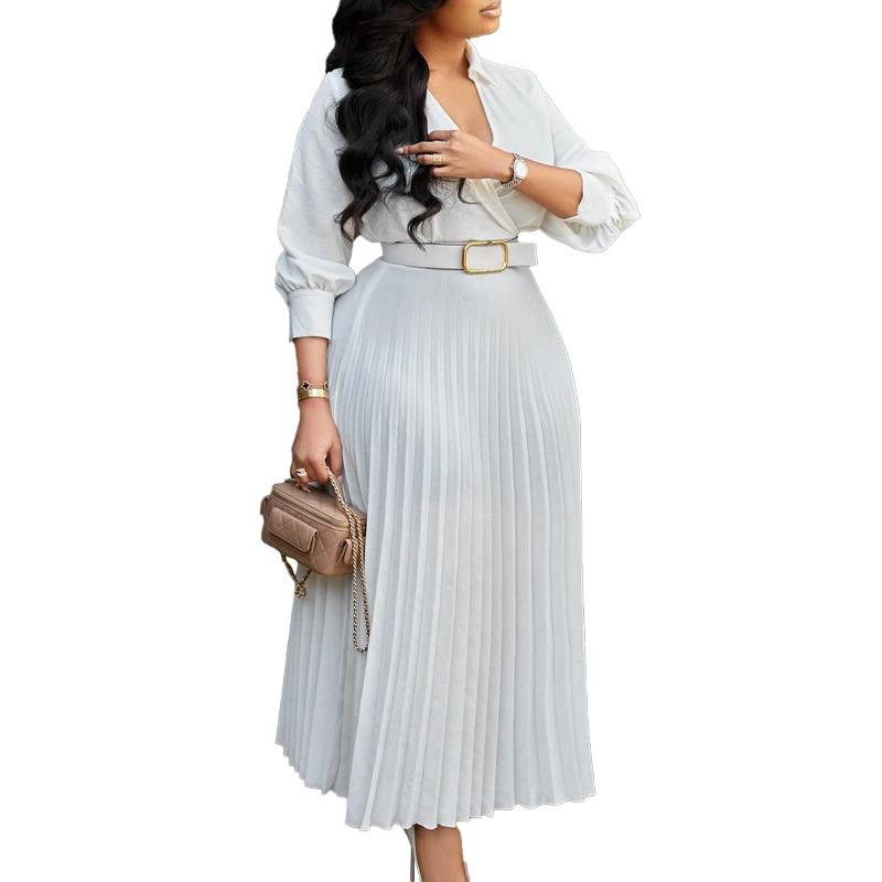 Spring new women's clothing solid color large size cross-border dress