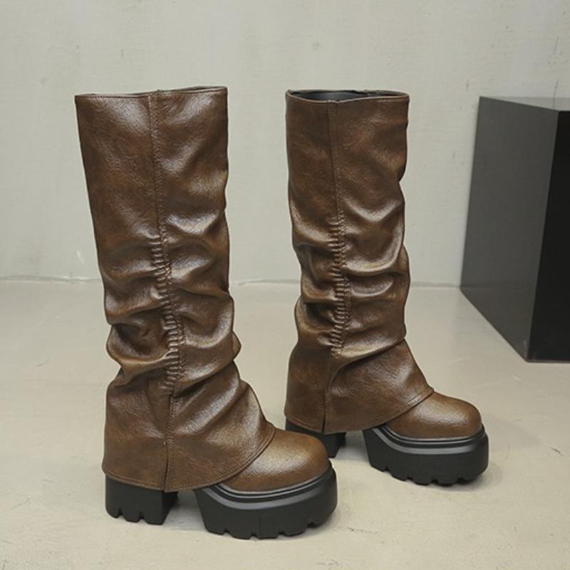 Hottie Platform Thick Sole Women Knight High Boots Fashion Height Increase Shoes Female Punk Long Booties  De Muje