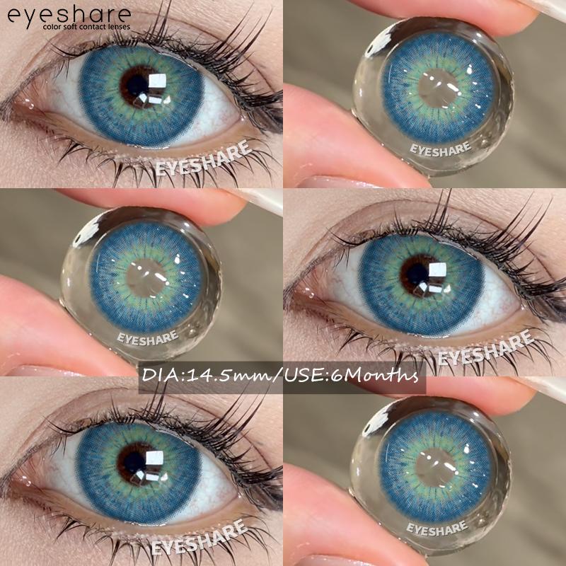 Eyeshare 2pcs NEW Colored Contact Lenses Fashion Blue Eyes Lenses Gray Beauty Pupils Brown Eyes Contacts Green Lens 6 Months Use