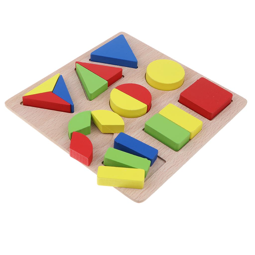 Wooden Geometry Puzzle Kids Early Educational Toy Set