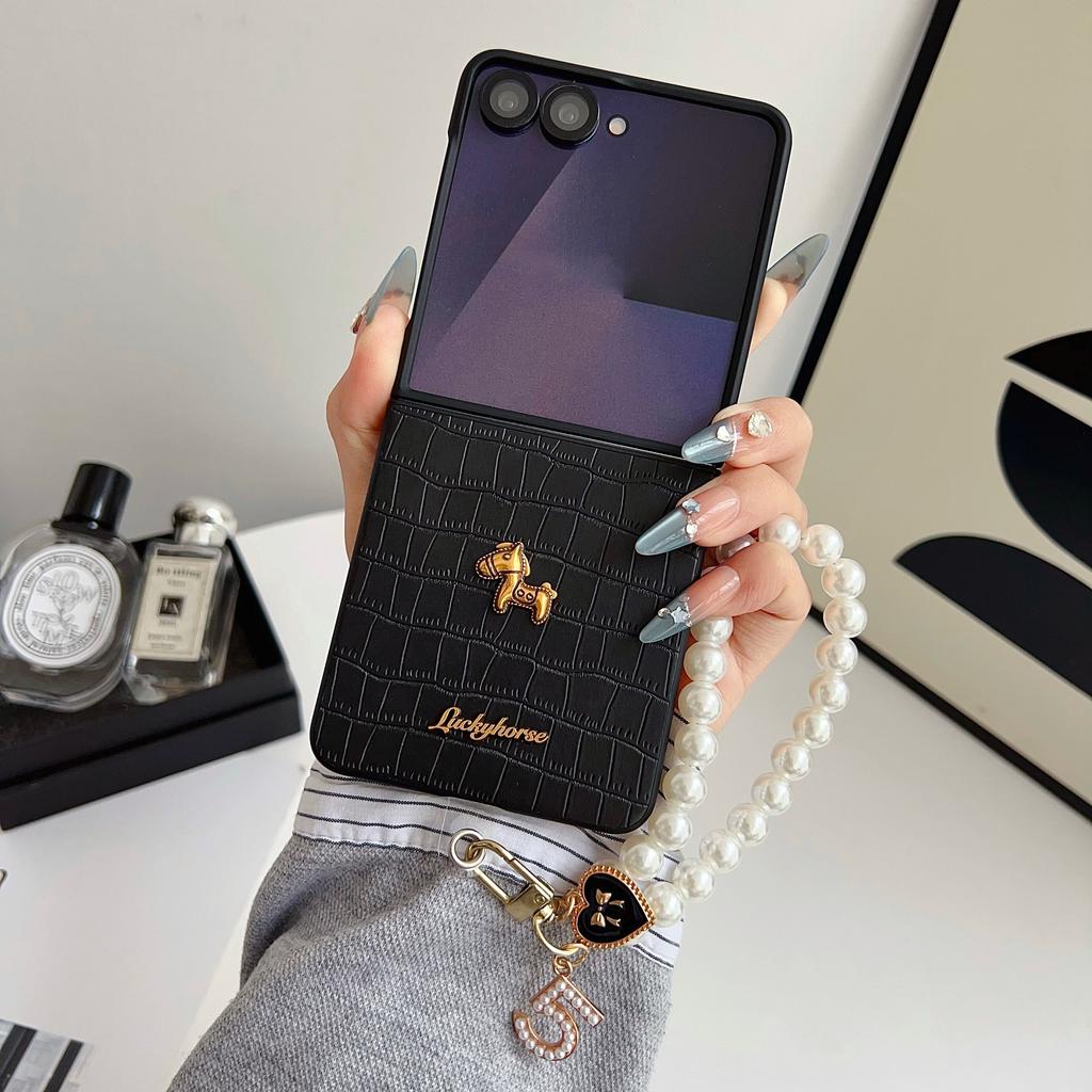 Case for Samsung Galaxy Z Flip 7 6 5 4 3 with Bling Bracelet PC Slim Shockproof Cover Phone Bumpers