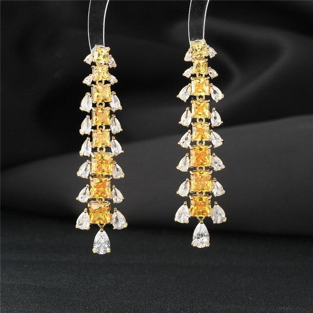 European and American Elegant Temperament Long CZ Dangle Earrings for Women 2022 Fashion Brand Jewelry Design Statement Eardrop