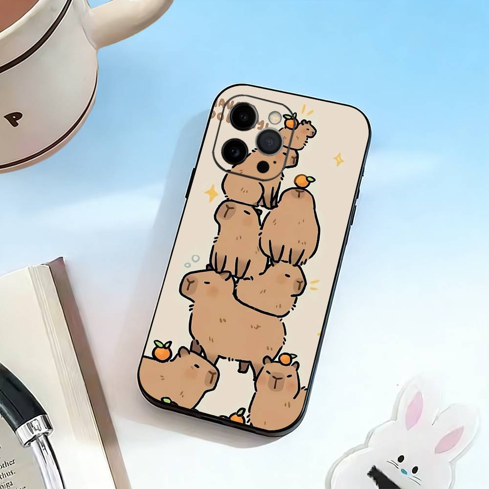Cute K-Kawaii Capybara   Phone Case Silicone Soft For IPhone 17 16 15 14 13 12 11 X XR Plus Pro Max Plus