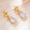 French Light Luxury High-end Star Water Drop Diamond Stud Earrings Niche Personalized Design Commuting Super Flash Versatile Exquisite Earrings