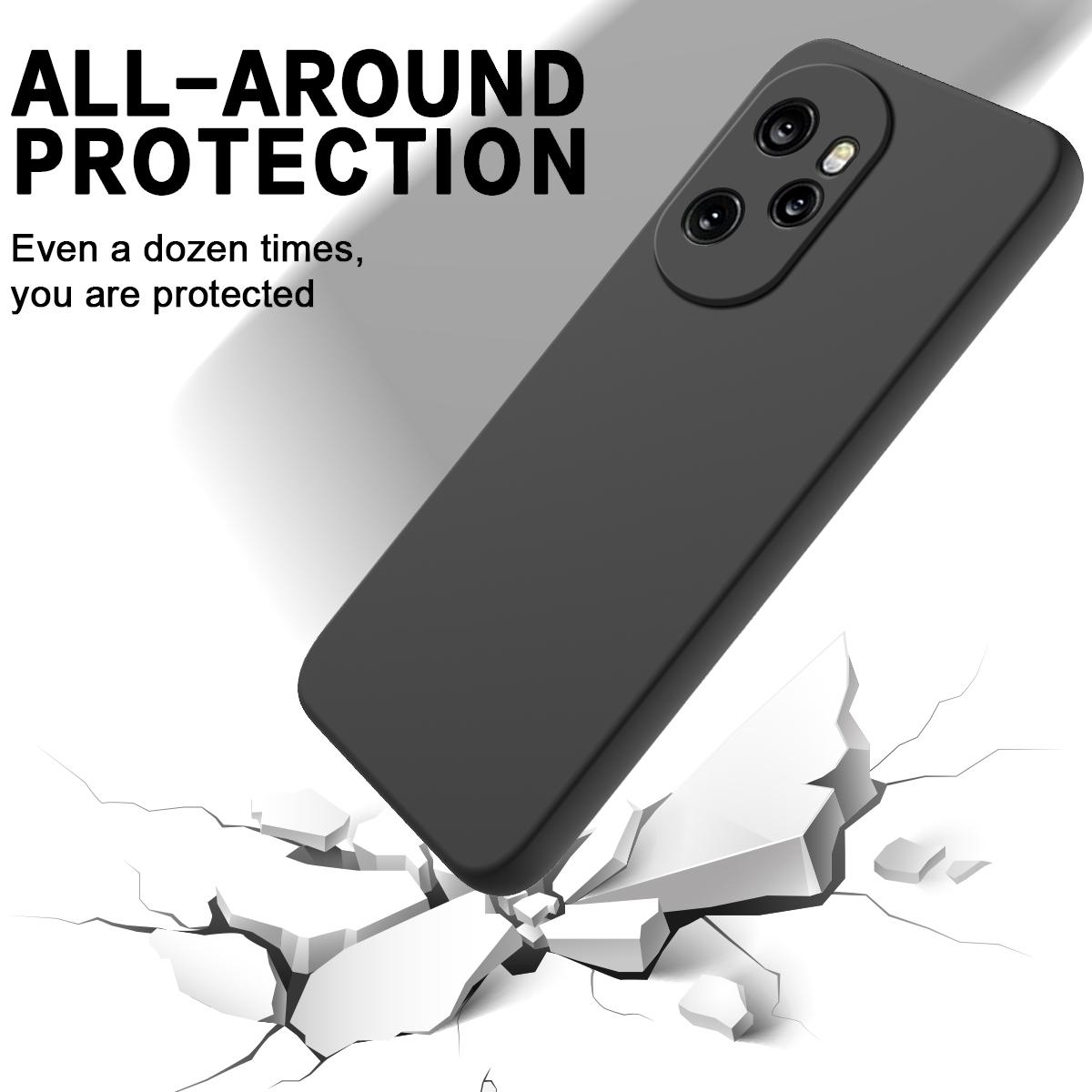 

For Honor 100 Pro 5G Case Anti-Scratch Liquid Silicone Cell Phone Protector Cover Black
