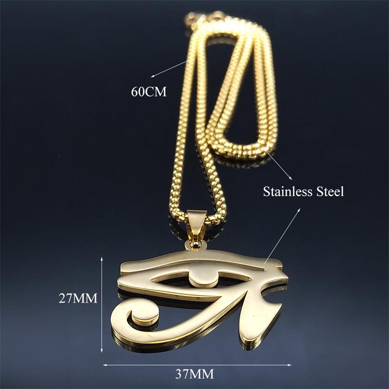 Collane con Catena Occhi Egizi in Acciaio Inossidabile Uomo Statement Mitologia Occhio di Ra Horus Simbolo Collana Gioielli bijoux femme N4540