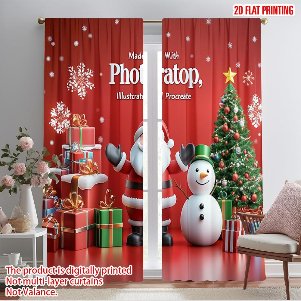 

2pcs,2D plane printing Light Filtering Curtains Merry Christmas Santa Snowman Gifts_c (3) Polyester Easy Install (without rod) 52.50×116.00 CM 2pcs