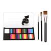 10 Grid Face and Body Paint Cosmetic Makeup Washable with 3 Brushes Facepaint for Cosplay Theatre