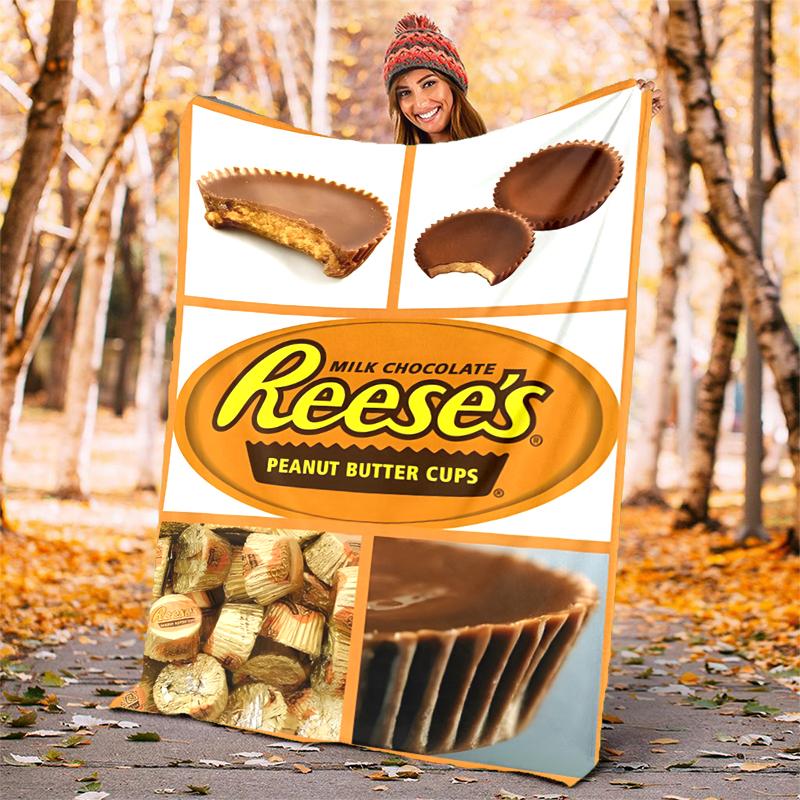 Reese‘S Peanut Flannel Blanket Soft All-Season Throw, Design for Camping, Car Travel, Hiking Sofa, Bed, Office Perfect Gift for Parties