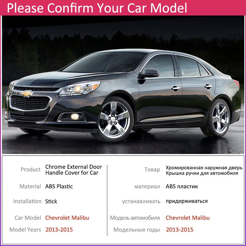 for Chevrolet Holden Malibu 2013~2015 MK8 Chrome Exterior Door Handle Cover Car Accessories Stickers Trim Set 2013~2017 Russia