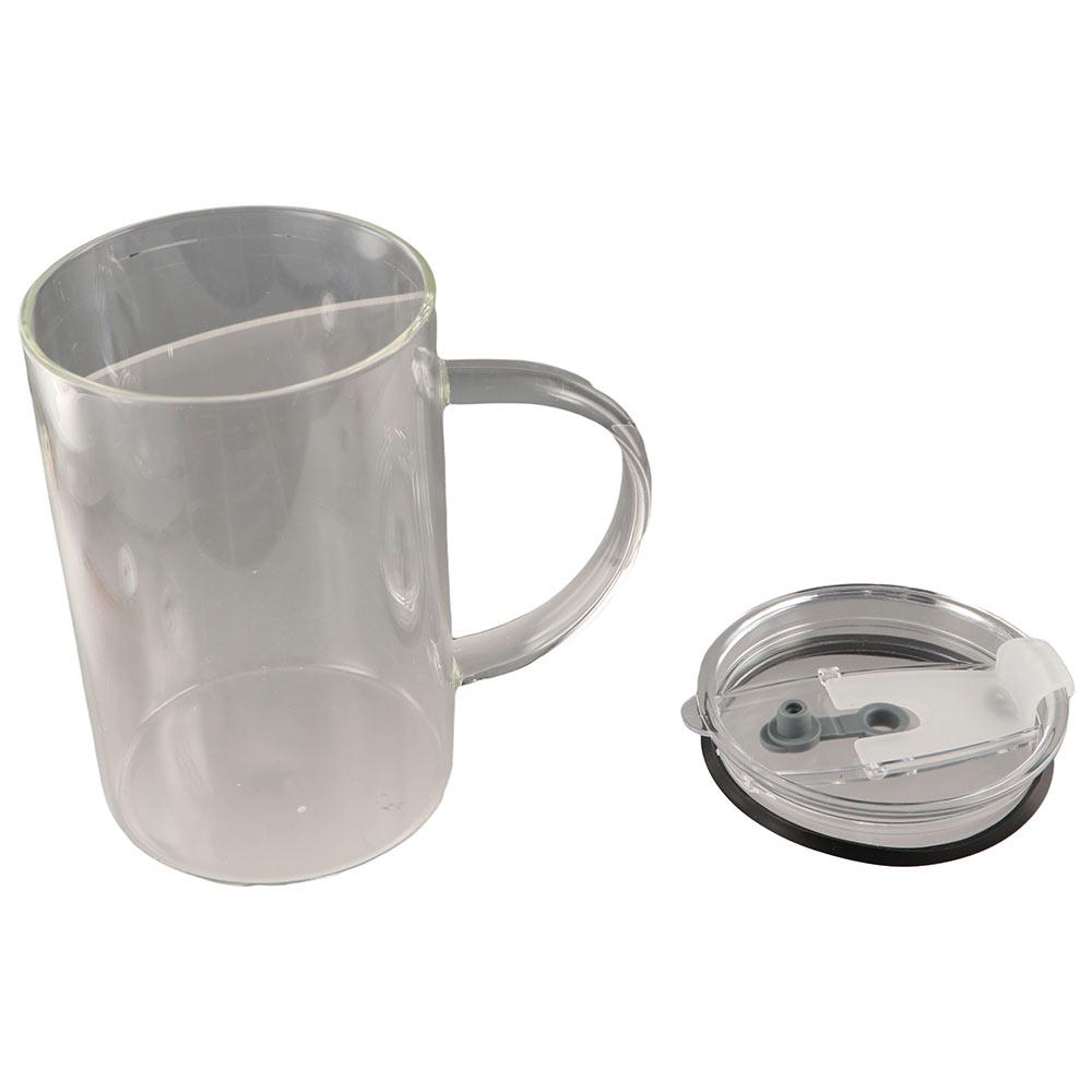 1000ml Glas Wasserbecher Transparent mit Deckel und Strohhalm Glasbecher Hochtemperaturbeständig Großes Fassungsvermögen Trinkglas