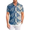 Men's Hawaiian Print Short Sleeve Shirt Casual Outdoor Button Down Collared Top Lightweight Relaxed Fit Beachwear