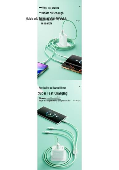 3-in-1 Fast Charging Cable: Compatible with Apple, Huawei, Xiaomi - Type-C Plug