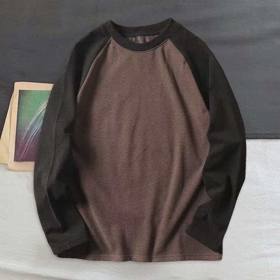 Høst Vinter Herre Toppfarge Blokker O-hals Langermet Pullover Plus Size Tykk Varm Sport Fitness Sweatshirt Daglig slitasje Forretningsklær