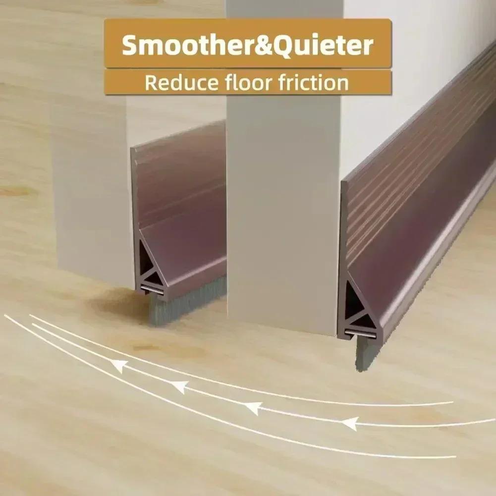 39" Length Door Seal Strip Brush Design Silicone Material Under Door Gap Filler Strong Adhesives Self Adhesives Under Door Seal