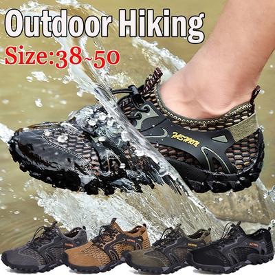 Zapatos de senderismo transpirables para hombre al aire libre, zapatos de escalada, zapatos acuáticos, zapatos de agua de secado rápido para hombre, zapatos de senderismo de malla informales ligeros