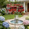 Firetruck Garden Wind Spinner Metal Wind Spinner with Ground Spike Outdoor Firetruck Decoration for Home Yard Art Patio Lawn